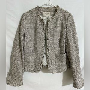 Club Monaco Women's Tweed Frayed Edge Blazer - Neutral Beige